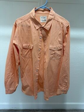 PD&C Men's Peach Button-Down Casual Shirt